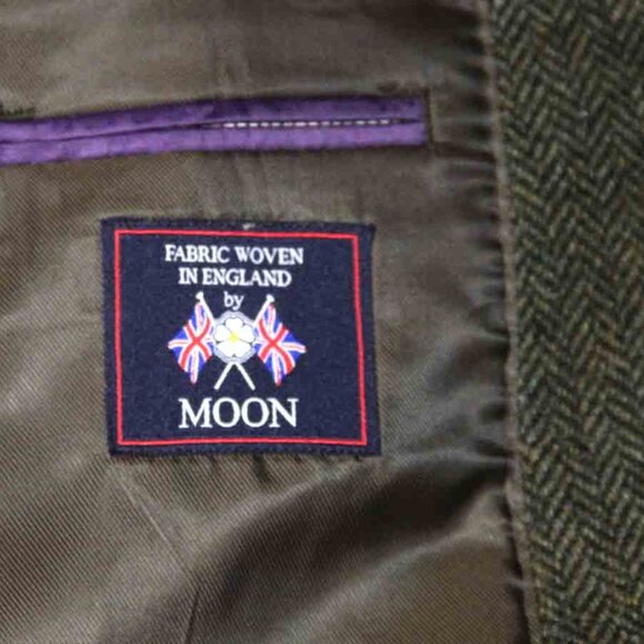 Tailorbyrd British Moon Wool Tweed Brown Herringbone Blazer Men's Size 40R - Picture 2 of 4